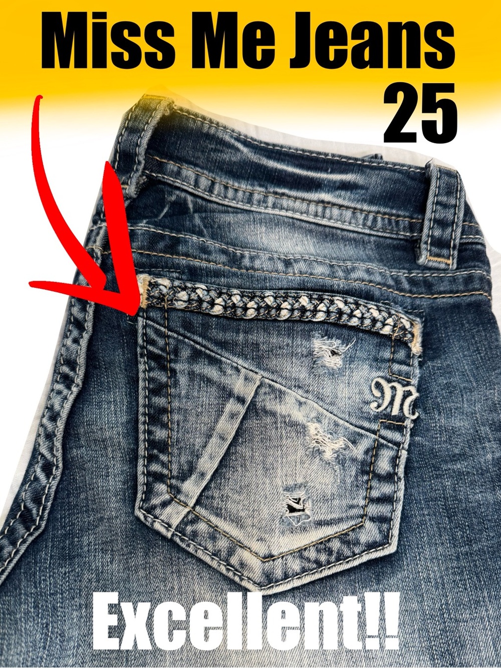 Miss Me Jeans Womens 25x31 Skinny Stretch JE3054SR EXCELLENT